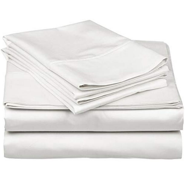 Soft /& Silky Sateen Weave 600-Thread-Count Best 100/% Egyptian Cotton Sheets /& Pillowcases Set 4 Pc White Long-Staple Combed Cotton Bedding King Sheet for Bed Fits Mattress Upto 18 Deep Pocket